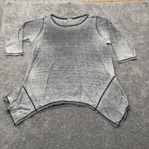 Jane & Delancey Top Women 1X Plus Waffle Knit Asymmetrical Boho Grunge Lagenlook